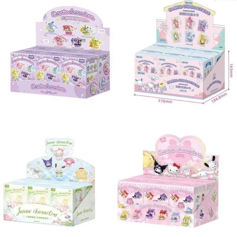 Anime Sanrio Figure Blind Box Flower Love Elf Series My Melody Kuromi Cute Assembled Ornaments for Collection Decoration Model