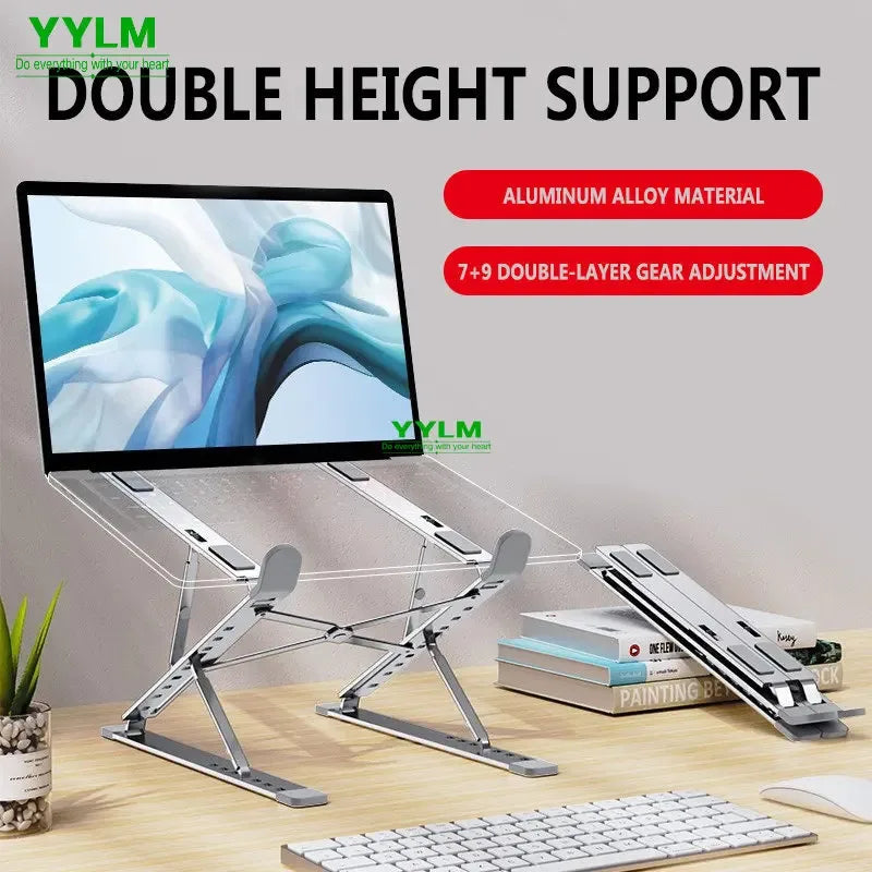 High-efficiency aluminum alloy laptop stand, adjustable, heat-dissipating, portable and foldable