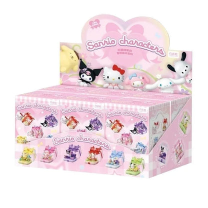 Anime Sanrio Figure Blind Box Flower Love Elf Series My Melody Kuromi Cute Assembled Ornaments for Collection Decoration Model